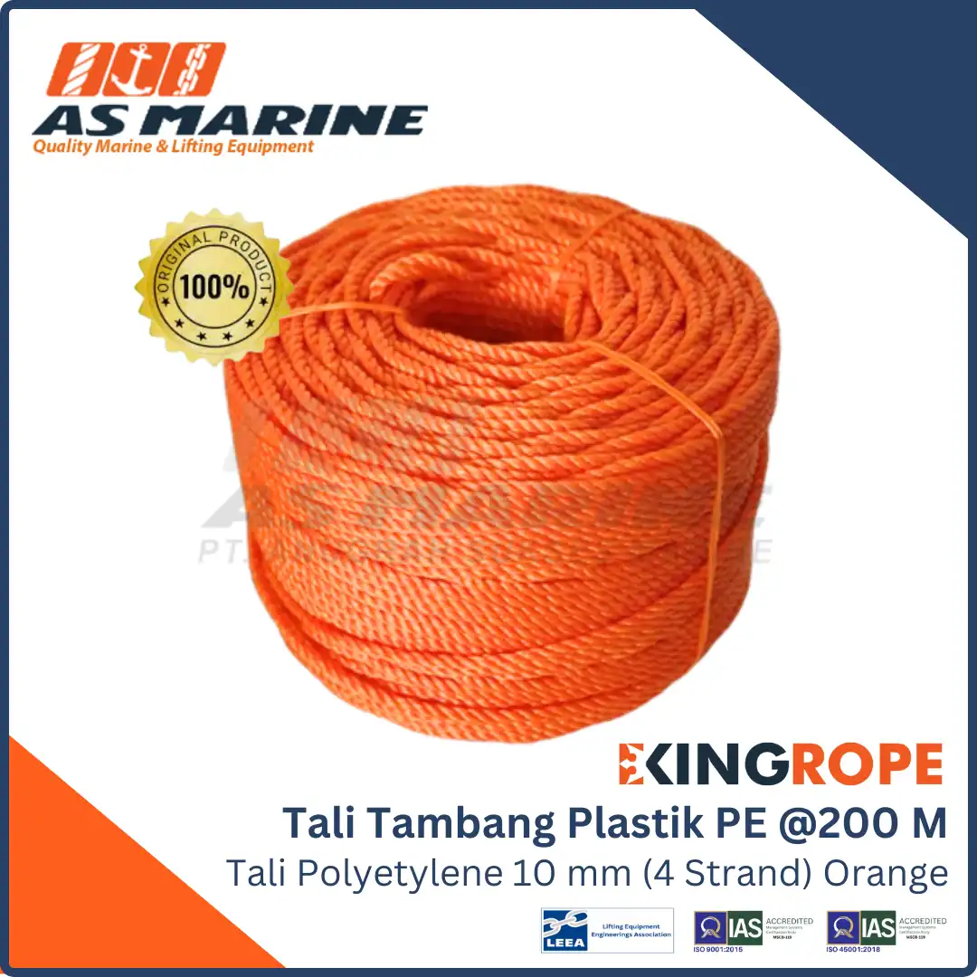 Tali Tambang Plastik PE warna orange 10 mm